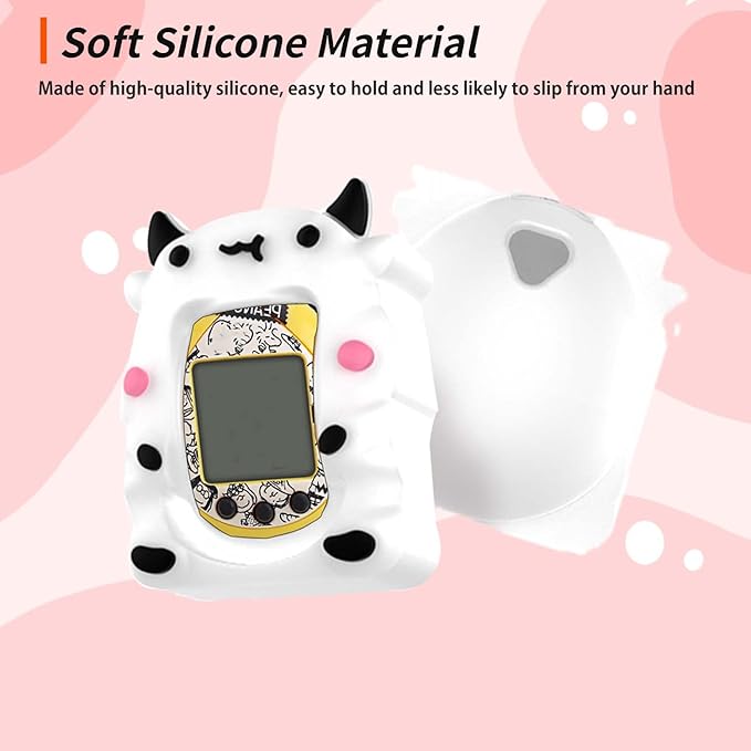 Case for Tamagotchi Nano with Lanyard – Cute Cartoon Silicone Protective Cover for Kids, Soft & Shockproof Shell for Tamagotchi Virtual Pet Keychain, Anti-Drop Holder Accessory (White)