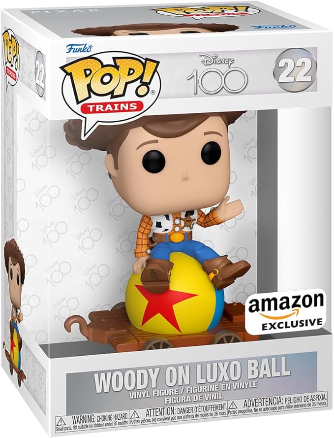 Funko POP! Trains: Disney 100 - Woody on Luxo Ball - Disney Pixar: Toy Story - Collectable Vinyl Figure - Gift Idea - Official Merchandise - for Kids & Adults - Movies Fans
