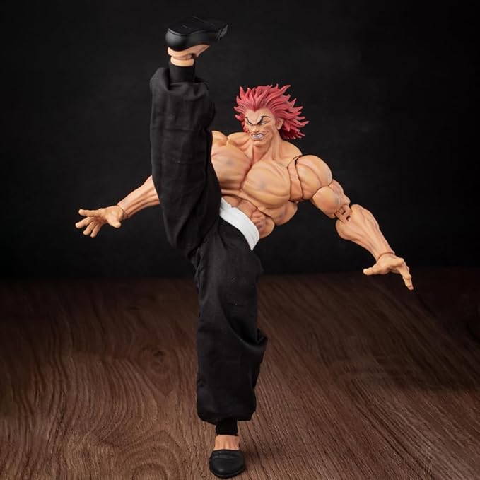 2Pcs Hanma Yujiro Figure Anime Hanma Action Figure Battle-Damaged Ultra-Movable Yujiro Hanma Model Statue Changeable Parts Ornaments Anime Figurine Collectibles