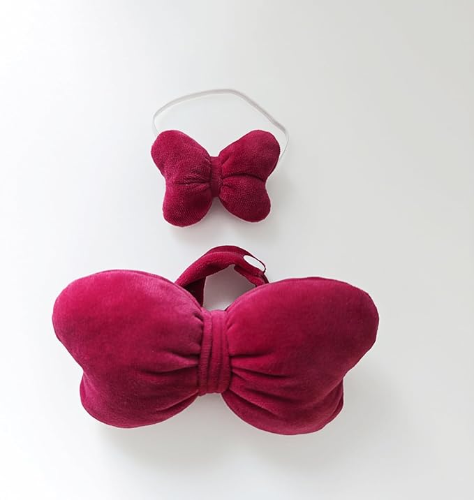 Clothes for Doll, 15/17cm Doll Clothes Set Suitable for Dolls Accessories - Headband + Bow Wings (NO Doll),Rose RedBow