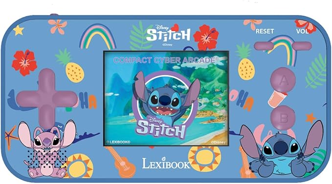 Lexibook - Disney Stitch - Compact Portable Cyber Arcade Console, 150 Games, LCD Colour Screen, Battery-Powered, JL2367D