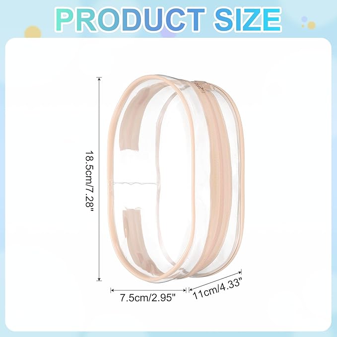 uxcell Figure Display Bag, 3 x 4.3 x 7.3 Inch PVC Oval Portable Dolls Pouch Carrying Case Storage Bag Keychain Charm for Showing Off Boxes Dolls, Peach Pink