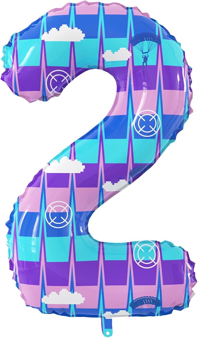 40 Inch Video Game Theme Number 2 Balloons Large Birthday Party Number Balloons Piñata Gaming for Kids Battle Boys Birthday Party Decoration Supplies