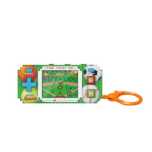My Arcade All-Star Sports Pixel Pocket Pro: Sports Games, Portable Keychain Arcade, Baseball, Soccer, Basketball, 18 Games in 1