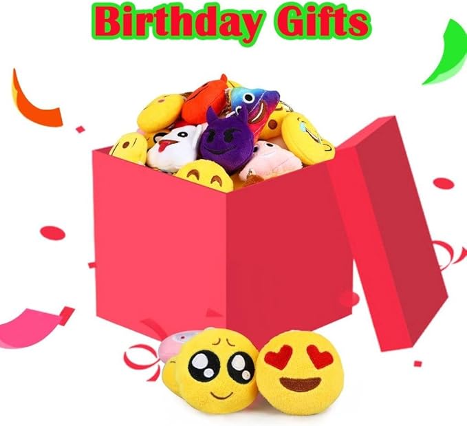 Dreampark Emoticon Party Favors, Emoticon Keychain 100 Pack Mini Plush Carnival Prizes for Kids Birthday Party Supplies Treasure Box School Prize Valentine Day Gifts for Kids Classroom Bulk Toy