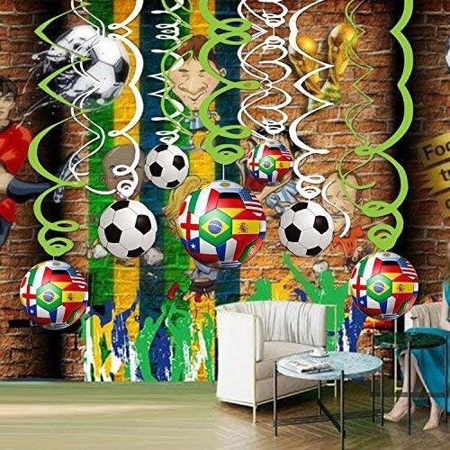 30CT Soccer Hanging Swirl for Soccer Party Supplies Theme Birthday Party Decorations