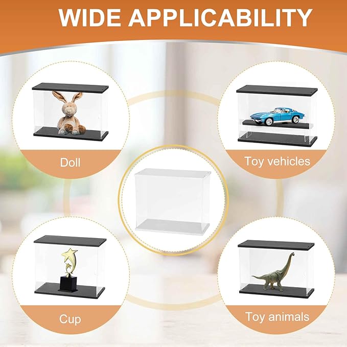 MECCANIXITY Clear Display Case, 3 Layer Acrylic Figure Display Case Clear Display Boxes for Collectibles, Figures Model Toys Home Storage(with Square LED Light, 13x7x10 Inch White Base)