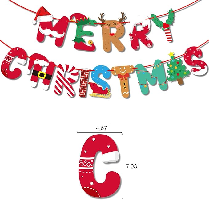 43Pcs Christmas Party Decorations Snowman Santa Claus Party Supplies 1 Pcs Merry Christmas Banner 24Pcs Red Green Balloons 2Pcs Ribbons and 16 Pcs Cupcake Toppers for Party Indoors Decor