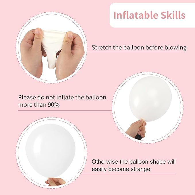 RUBFAC 129pcs White Balloons Different Sizes 18 12 10 5 Inch for Garland Arch, Latex Balloon for Engagement Wedding Anniversary Birthday Party Baby Shower Decoration