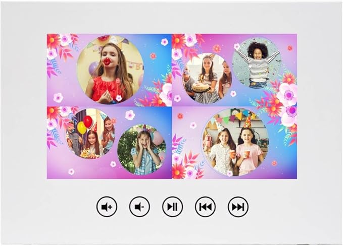 Personalized Birthday Video Card to Girls – Upload Photos to Create a Custom Slideshow – Unique for Daughter, Granddaughter or Niece – 7” Display, 512MB Memory, Rechargeable