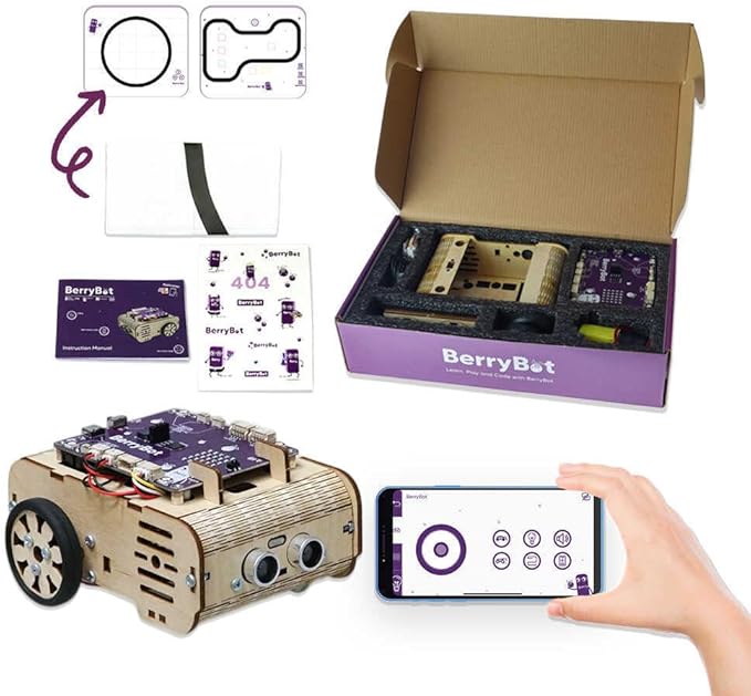 BerryBot – Programmable Robot Kit with Raspberry Pi RP2040 | STEM Learning, Graphical Coding, Easy Assembly, Obstacle Avoidance, Line and Light Tracking, Sumo Battle Modes, Scratch Robot