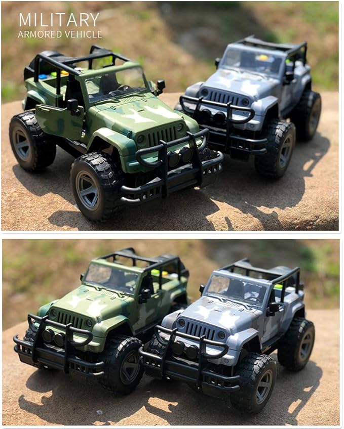 Car Toy 1:16 Off-Road Military Fighter Friction Powered Toy Vehicle with Fun Lights and Sounds