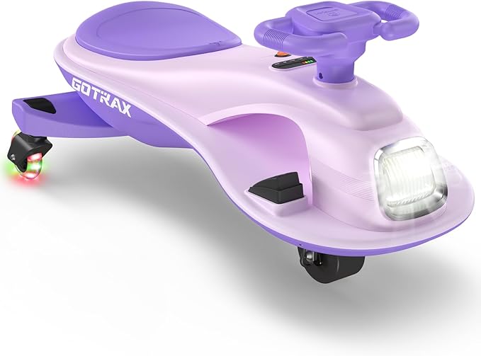 Gotrax WG1 Electric Wiggle Car for Kids, 12V Big Battery up to 120Min Playtime, Music Speaker &Rear Flash Wheels, Battery Display & Easy Assembly w/Pedal Throttle, Crazy Cart Gift for Ages 3+, 132Lbs
