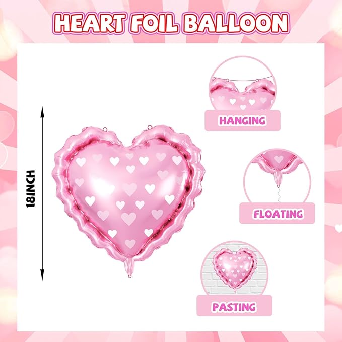 Red and Pink Balloons, Pink Red Pearl Pink Balloons with Heart Foil Balloon for Engagement Anniversary Wedding Party Supplies Valentines Day Decorations