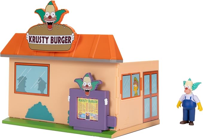 JAKKS Pacific The Simpsons Krusty Burger Diorama Playset, Includes One 2.5-Inch Scale Krusty the Clown Action Figure and Accessories