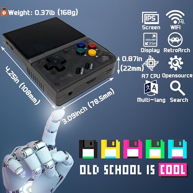 Miyoo Mini Plus Handheld Game Console 3.5-inch 640*480 IPS Screen 3000mAh Miyoo-mini+ with Portable Case Transparent Black