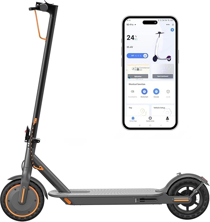 VOLPAM Electric Scooter, 350W/500W Powerful Motor, 8.5"/10" Solid Tires, 19/21Mph, 28/23/21/16 Miles Max Range, Dual Braking