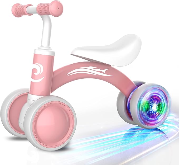 Colorful Lighting Baby Balance Bike Toys for 1 Year Old Girl Gifts, 10-36 Month Toddler Balance Bike, No Pedal 4 Silence Wheels & Soft Seat Pre-School First Riding on Toys, 1st Birthday Gifts.