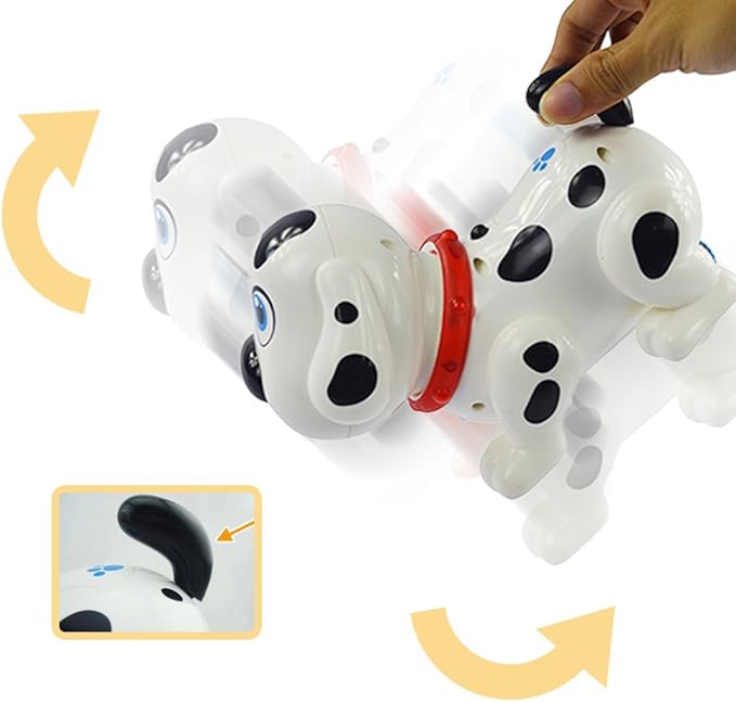 WEofferwhatYOUwant Robot Dog – Electronic Spanish Harry Puppy – Bilingual Interactive Pet Dog Toy for Toddlers – Walks, Barks, Sings, Talks in Spanish – Touch Sensors, Bump n Go, Musical Toy, Ages 2+
