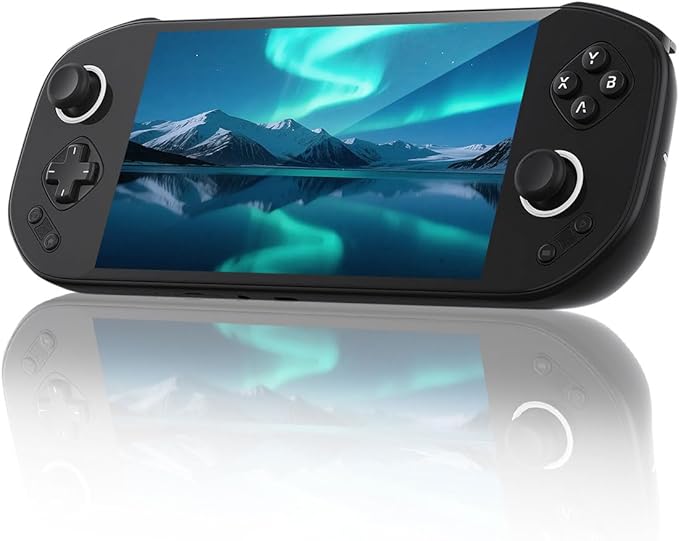 Mangmi Pocket Max Game Console,7 Inch OLED Android 13 System 8000mAh Battery Video Games Consoles,with DDR4+128G TF Card and Wireless Networt Console Casual Game Console RGB Joystick/6-Axis(Black)