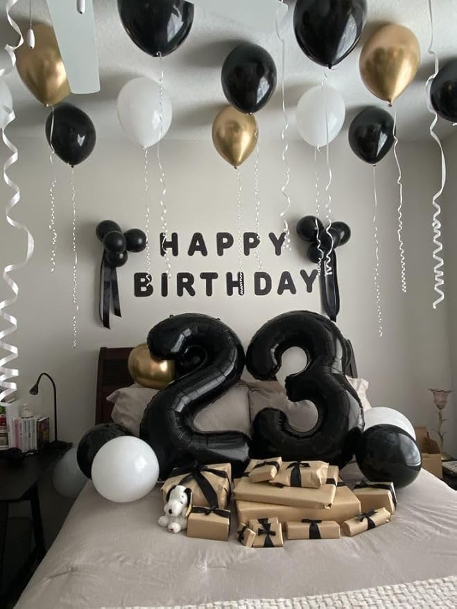 Number Balloons 10th Birthday Decorations, 40 Inch Big Foil Balloon for Men & Women, Black Number Balloons for Wedding Memorial Day Birthday Aniversarry Supplies