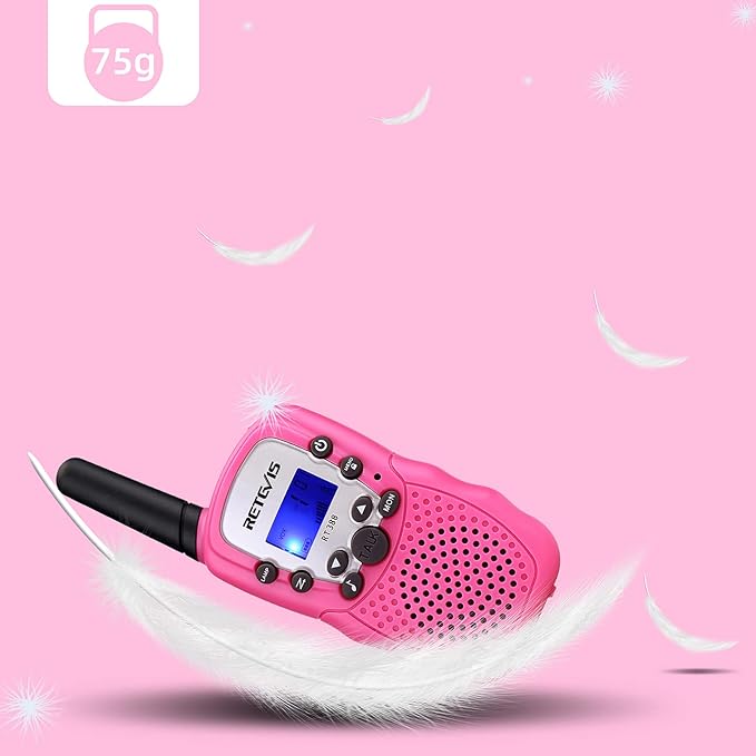Retevis RT388 Rechargeable Walkie Talkies, Kids Toys Gifts for Aged 6-12 Girls, Pink Kids Walkie Talkies 2 Pack, VOX, Keypad Lock, for Grandkids Family Camping Hiking Birthday Gifts