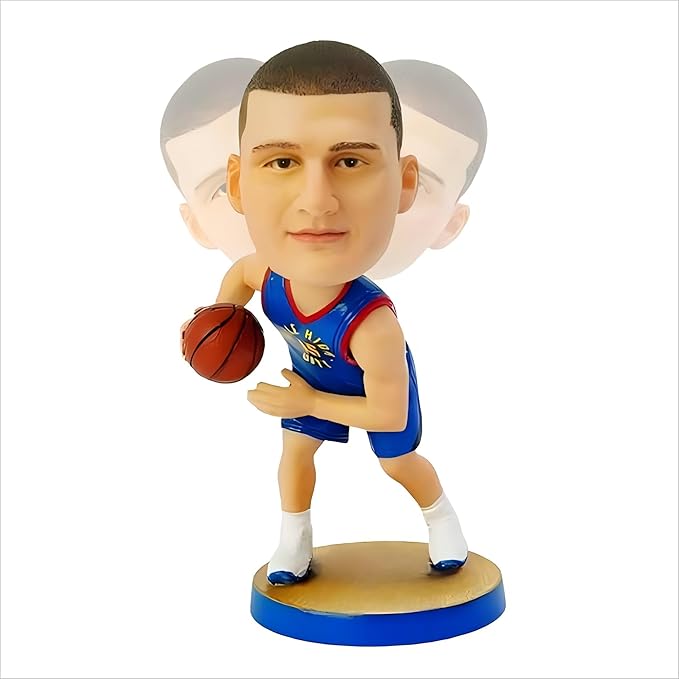 Nikola Jokic Bobblehead Basketball Action Figure - 5.3" Hand-Painted Resin Collectible Doll - Perfect Sports Fan Gift for Sons & Fathers - Unique Figurine for Basketball Lovers