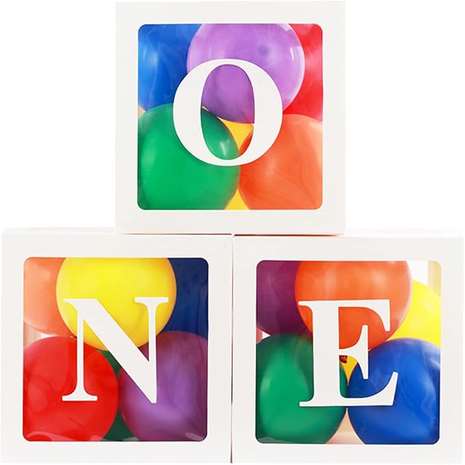 First Birthday Decorations for Boy Girls, ONE Balloon Boxes with Rainbow Balloons, ONE Blocks for Cartoon Watermelon Street Rainbow Theme Baby 1st Birthday Backdrop, Cake Smash Photo Props