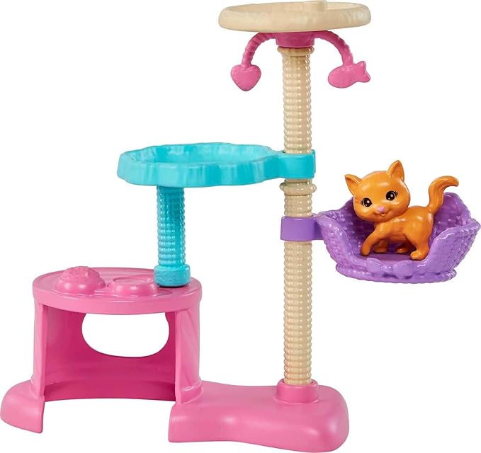Barbie Kitty Condo Doll & Pets, Cat Tree Toy Playset with 5 Kitten Figures & Accessories