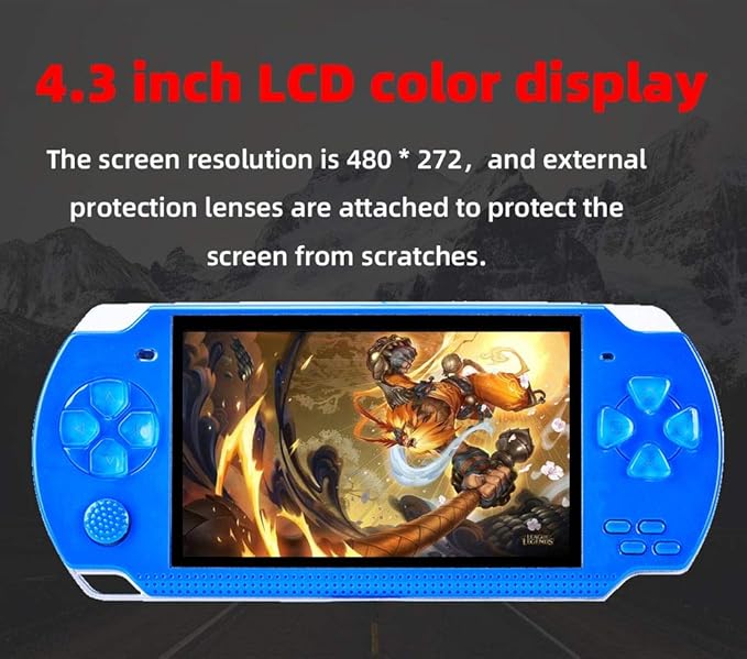 Video Game Console 4.3 inch 8GB Built-in 2000 Retrp Classic Games for Multiple Simulators Game can Save Multiple Progress Video/Music/E-Book Portable Console Gift for Boyfriend/Children(White)