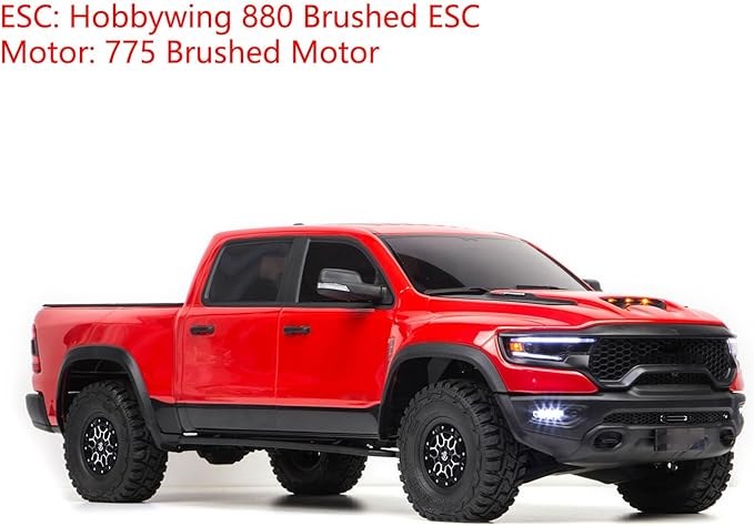 1/8 Radio Control Off Road Car 4WD 2WD Electric RC Vehicle 880 Brushed ESC 775 Brushed Motor Axle Lock Light System Hobby Grade Model for Adult Hobby(Red)