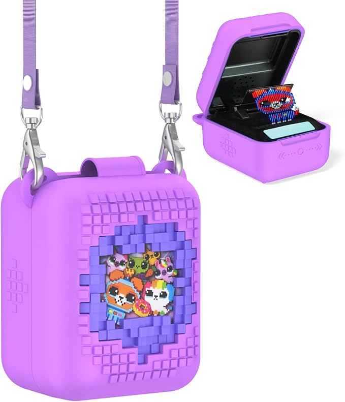 Soft Silicone Case for Bitzee Interactive Toy Digital Pet, Shockproof and Protective Carrying Case for Bitzee Interactive Electronic Pets with Lanyard (Light Purple)
