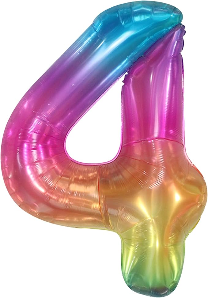KatchOn, Giant Rainbow 4 Balloon Number - 40 Inch | Number 4 Balloons for Birthdays | 4 Year Old Balloon for 4th Tie Dye Birthday Decorations Girl | 4 Number Balloons for Anniversary Decorations