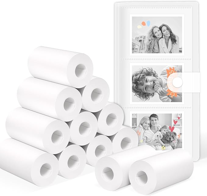OTJ 12 Rolls Instant Print Camera for Kids Refill Print Paper Thermal Print Paper Rolls - Photo Album 2.5x3.5 Picture Holder Book Holds 120 Horizontal Photos DIY Picture Albums
