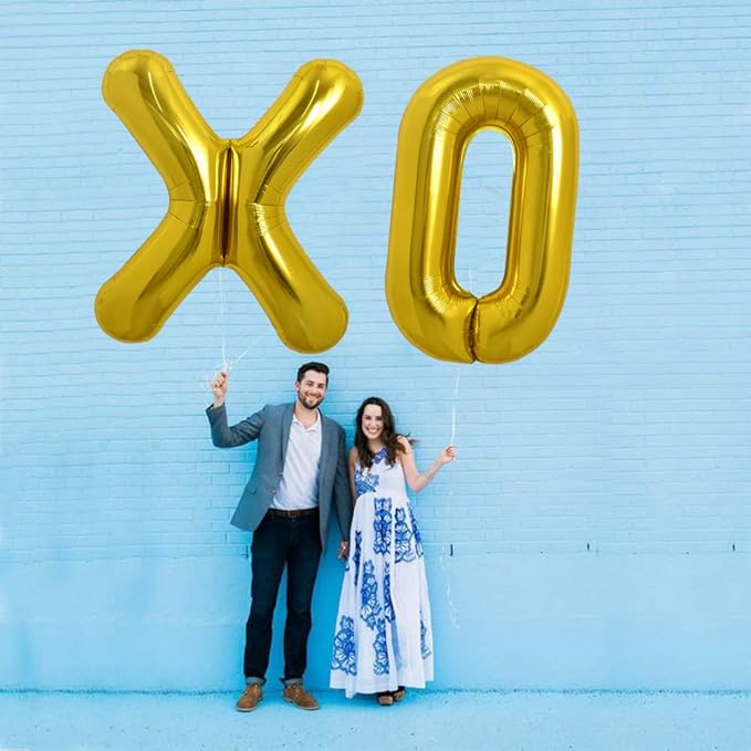 TONIFUL 40 Inch Large Gold Letter X Balloons - Helium Filled Foil Mylar Big Balloons for Birthday Party & Anniversary Decorations
