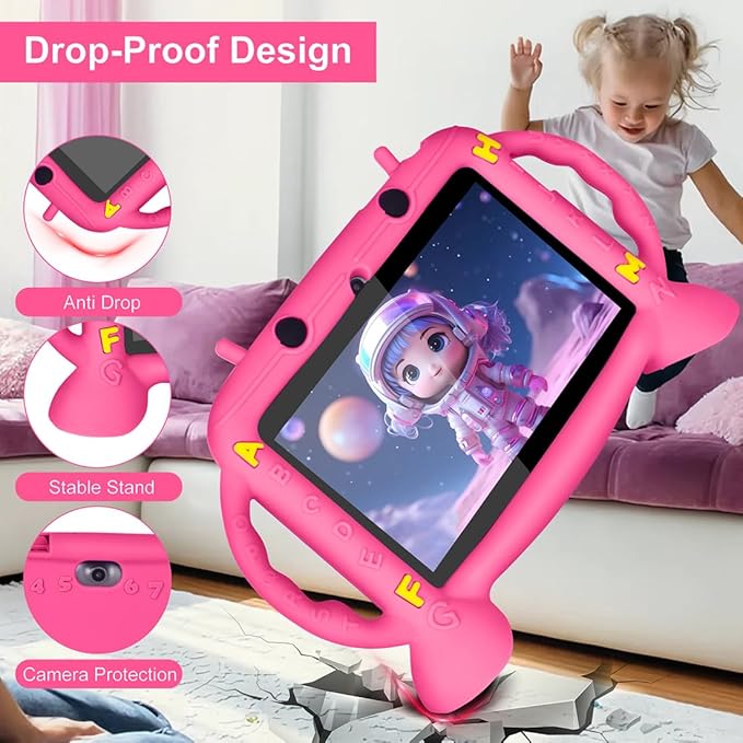 Kids Tablet, Android 11 Tablet for Kids 7 inch 2-10, Educational Learning Toddler Tablet, 3GB RAM+32GB ROM Storage, Google Play YouTube, Baby Girl boy Present (Red)
