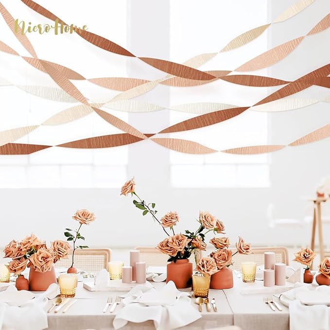 NICROHOME EUR Wedding Party Decorations, 8 Rolls Creamy White Crepe Paper Streamers for Boho Wedding, Engagement, Baby Bridal Showers Party Supplies, Birthday, 82 ft Long