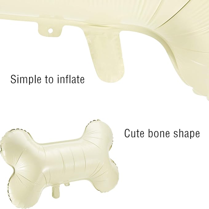 Gejoy 9 Pcs Dog Bone Balloons, Beige Aluminum Pet-themed Foil Bone Shaped Balloons Bulk, Pets Puppy Birthday Decorations Dogs Balloon for Pets Dog Birthday Party Decoration Supplies