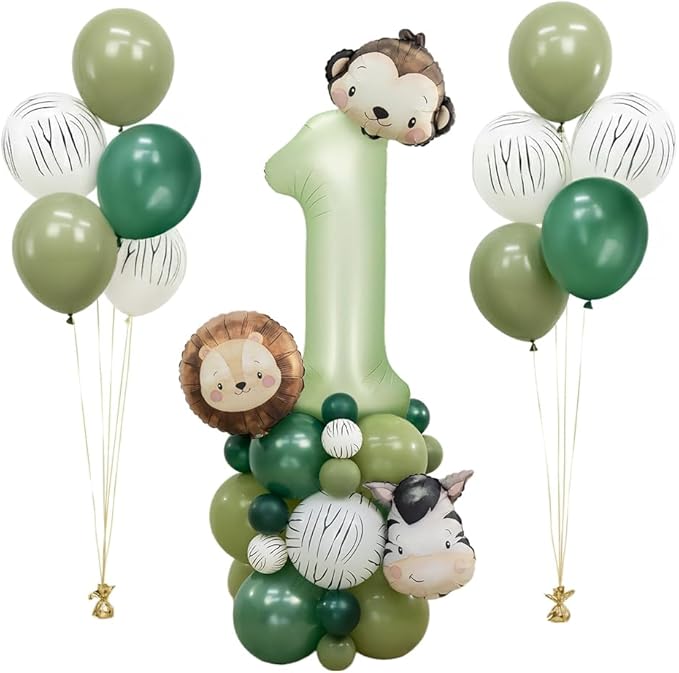 Jungle Safari Birthday Balloons, Wlid One Animal Balloons Zoo Theme Decoration for Safari Birthday Wedding Shower Party Decorations