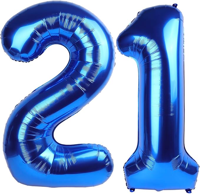 Navy Blue Number 21 Balloon 40 inch, 21 Number Balloons, 21st Navy Blue Birthday Decorations, 21 Year Old Women Men Blue Party Supplies