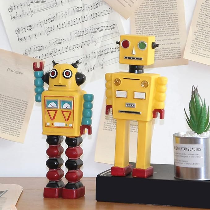 Toyvian Vintage Robot Model Ornaments Retro Robot Decorative Figure for Home D Cor Compact Resin Desk Decoration Unique Gift for Kids and Adults