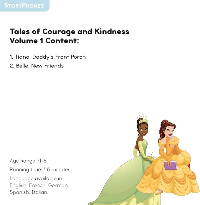 StoryShield, Disney Tales of Courage and Kindness Vol. 1, Screen-Free Audio Storytelling Disk Featuring Tiana and Belle