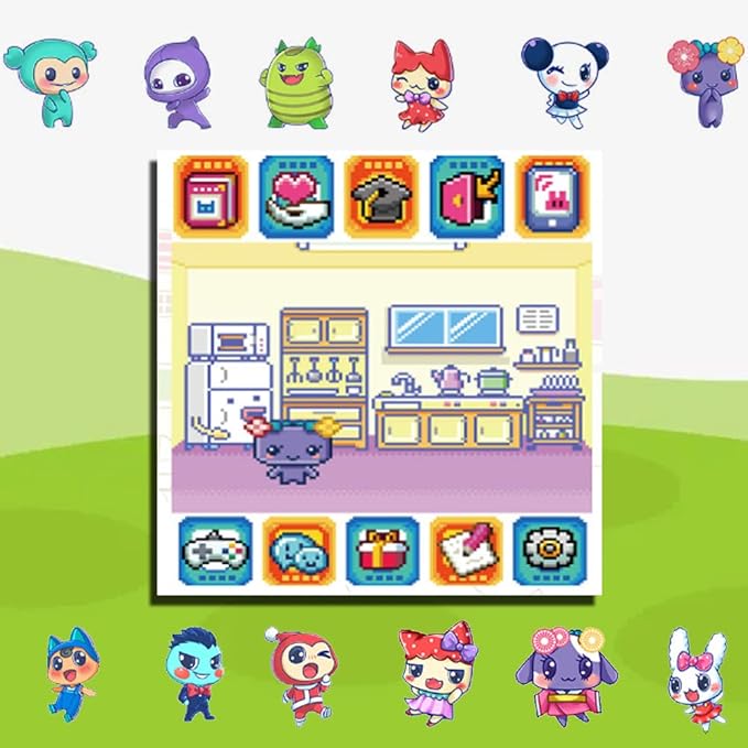 Virtual Electronic Pocket Pets for Kids - Super Cute Retro Digital Pixel Nostalgia for Girls 6 Years+, 12 Cartoon Characters Mascotas, Handheld, Mini Console Pet Machine Toys, 6.5*6.5*3cm (Pink)