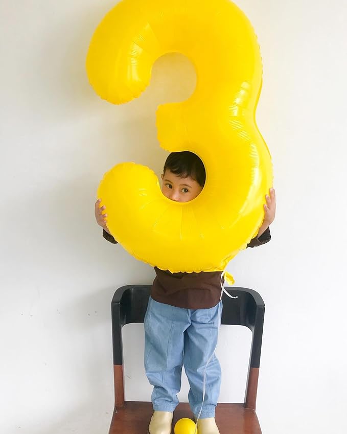Yellow 2 Balloon, Number Balloons 40 Inch, 2nd Balloon Number Birthday Decorations, Second Two Birthday Party Supplies, Number 2 Balloon