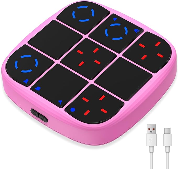 Rechargeable Tic-Tac-Toe Bolt Game, Upgraded 4-in-1 Handheld Puzzle Console, Electronic Educational Memory Game, Portable Travel Car Ride Board Games for Kids Adults (Pink)