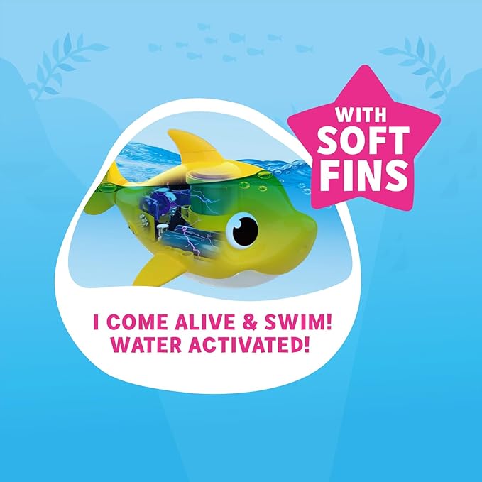 Robo Alive Junior Baby Shark New Silicon Fins Version Singing and Swimming Mommy Shark (Pink) by ZURU