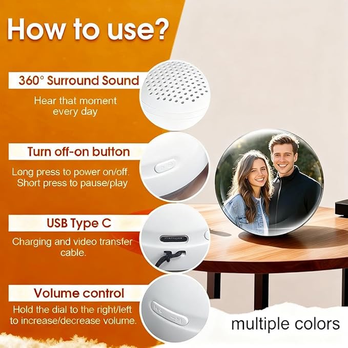 2.76" Crystal Ball Video Player, 2026 New 3D Memory Orb Ball Digital Display Memory Sphere Lamp with Sound, Uploadable Videos&Photos, Personalized Gift for Birthday Anniversary Xmas Valentine's Day