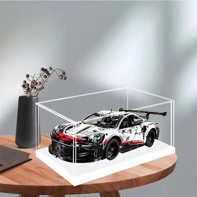 Side Opening Door Clear Acrylic Display Case-Assemble Countertop Box with White Base,Dustproof Protection Showcase for Action Figures Toys Collectibles (40x30x25cm/16x12x10inch)