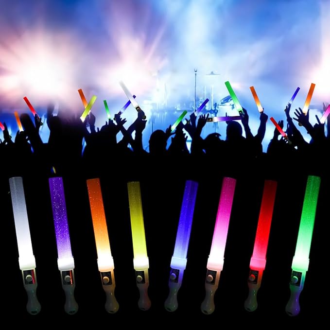 M.best 24Pcs Glow Sticks Party Packs, Glow in The Dark Party Supplies, LED Light Up Wands Sticks Party Favors for Wedding, Raves, Concert, Camping, New Year, Carnival, Halloween