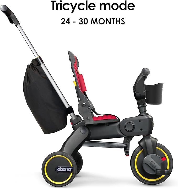 Doona Liki Trike S3, Flame Red - 5-in-1 Compact, Foldable Tricycle - Suitable for Toddlers 10 to 36 Months